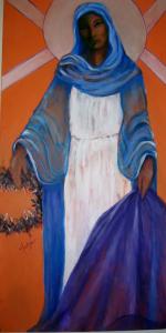 Mary DuCharme Donating Painting To Holy Cross Catholic Church, Palmetto, Fl.